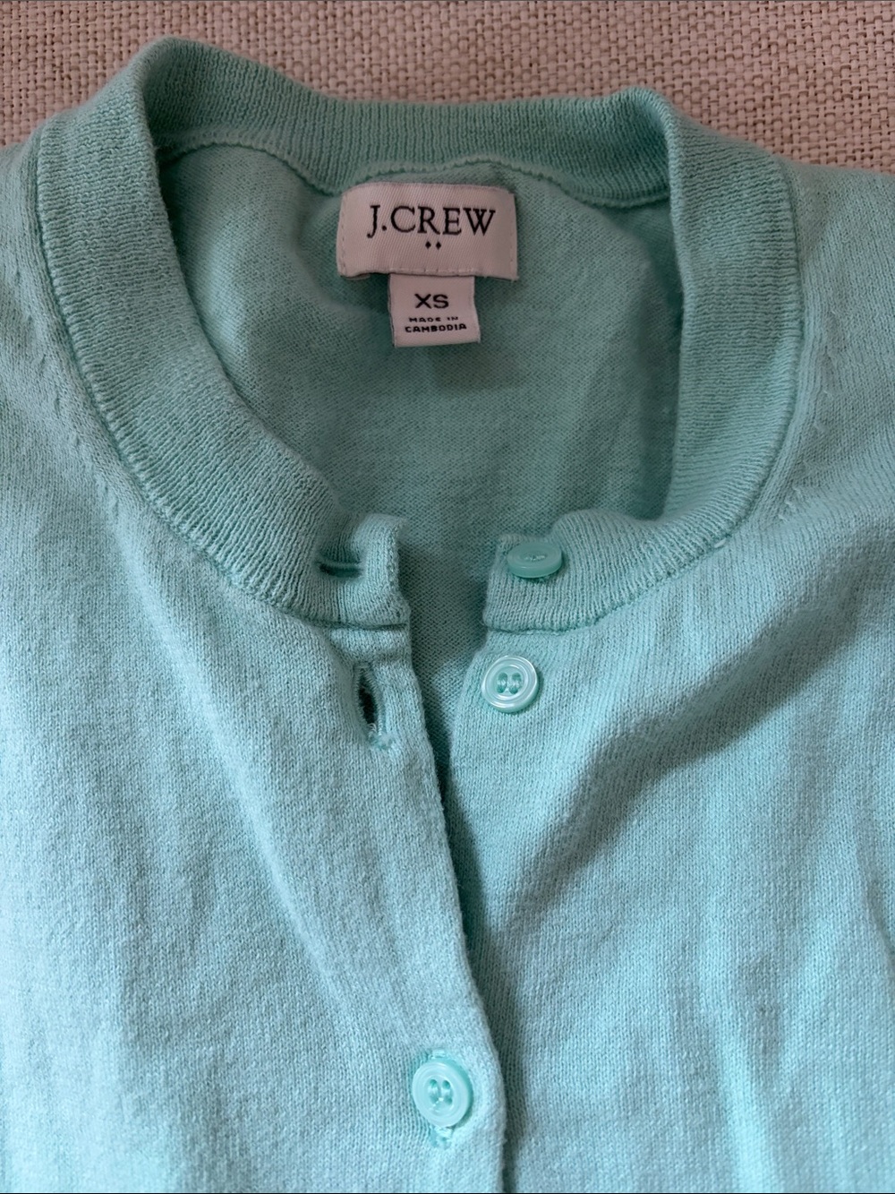 J.Crew XS Green Crewneck Button Cardigan